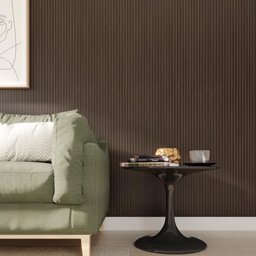 VEELIKE Dark Brown Wood Contact Paper Peel and Stick Striped Wood Wallpaper - color: Dark Brown, size: 24" x 118"
