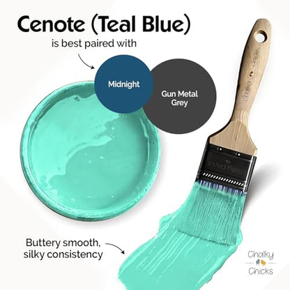 Chalky Chicks Cenote 4 Fl Oz Chalk Paint for Furniture All in One - color: Cenote (Teal Blue), size: 4 Fl Oz (Pack of 1)