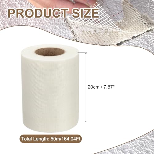 PATIKIL Drywall Repair Mesh Tape, 8 inch x 164 ft Fiberglass Repair Patch Self-Adhesive Dry Wall Joint Tape 12 Mesh Wall Hole Crack and Seam Patch, White - size: 8 inch x 164 Feet