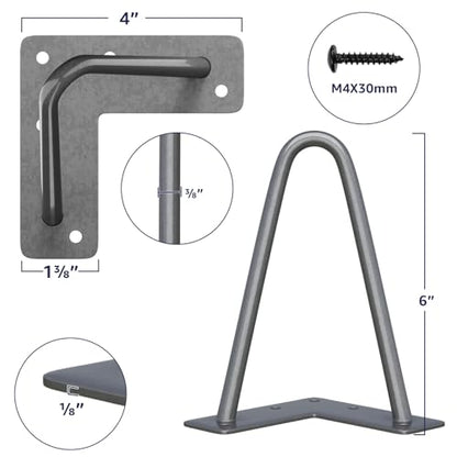 SMARTSTANDARD 6 Inch Heavy Duty Hairpin Furniture Legs, Grey 4PCS - color: Grey, size: 6 Inch