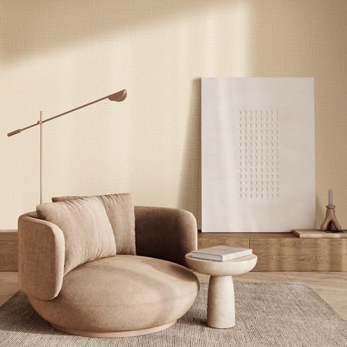 WADILE Grasscloth Peel and Stick Wallpaper 15.7in x 78.7in, Textured Contact Paper for Cabinets, Faux Linen Wall Paper Pull and Stick, Fabric Vinyl Wallpaper Self Adhesive Beige - color: Beige, size: 15.7" x 78.7"