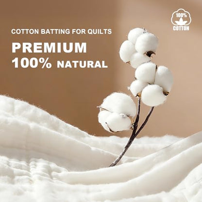 100% Natural Cotton Quilt Batting 59"x79"-Light Weight, Purely All Season Breathable & Soft-Ideal for Quilting, Sewing, Wearable Art & DIY - size: 59"x79"