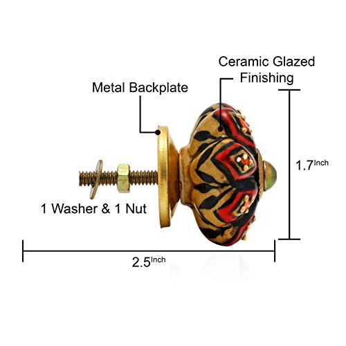 Cabinet Knobs - Boho Handmade Ceramic Dresser Pulls Kitchen Cupboard Wardrobe Handle Countryside Farmhouse Decor Furniture Hardware - Brown Dotted - Pack of 4 - color: Brown Dotted