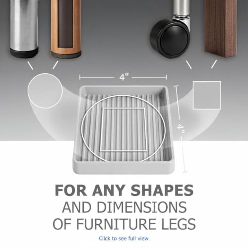 Non Slip Furniture Pads for Hardwood Floors -Yelanon 4Pcs 4” Coasters Cups - color: 4pcs4"square Gray