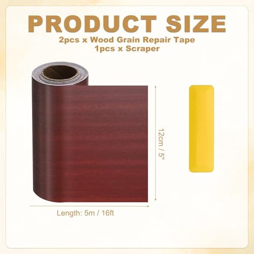 HARFINGTON Wood Grain Repair Tape 5" x16ft Self-Adhesive Repair Patch - color: Walnut, size: 5" x 16ft