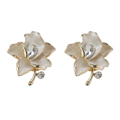 Geesatis Vintage Crystal Flower Knobs 4Pcs, White Cabinet Drawer - style: I-White