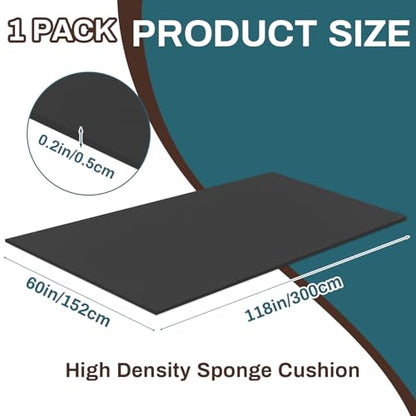 Frienda 1 Pack 118" x 60" x 0.2" Upholstery High Density Craft Foam, Black - color: Black, size: 118" X 60" X 0.2"
