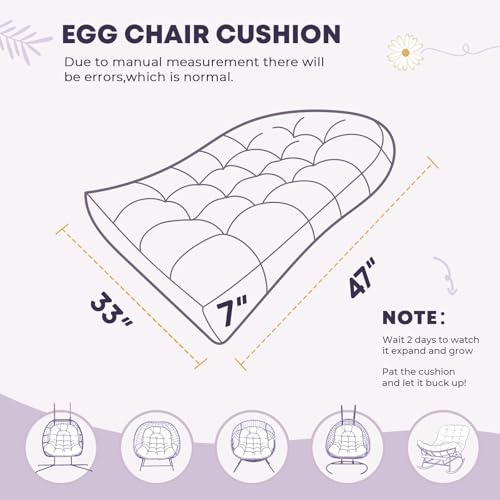 Hanging Egg Chair Cushion 47x35x7 Inches Waterproof Purple Flowers - color: 2#