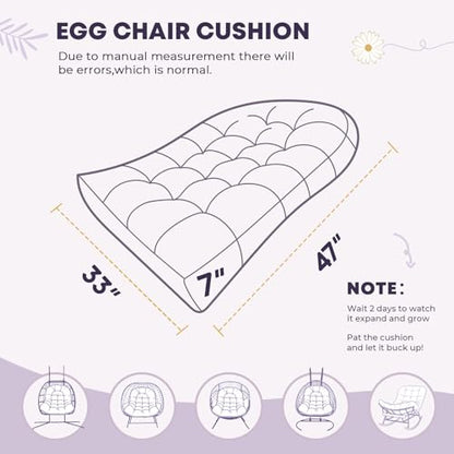 Hanging Egg Chair Cushion 47x35x7 Inches Waterproof Purple Flowers - color: 2#