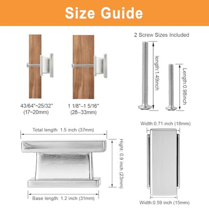 VEHCIL 20 Pack Square Cabinet Knobs Brushed Nickel, Single Hole Silver Kitchen Cabinet Handles Hardware for Cupboard Closet Bathroom Dresser Drawer Knobs, Solid Zinc Alloy - color: Brushed Satin Nickel, size: 1.5 Inch Knob