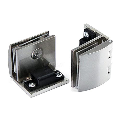 90 Degree Glass Door Pivot Hinge Kit Zinc Alloy Shower Hinge Glass Door Clamp Clip 2PCS with Screws,Adaptive 5-8mm - color: silver（A132-2PCS)