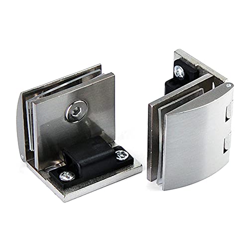 90 Degree Glass Door Pivot Hinge Kit Zinc Alloy Shower Hinge Glass Door Clamp Clip 2PCS with Screws,Adaptive 5-8mm - color: silver（A132-2PCS)