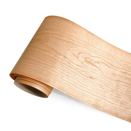 Natural Wood Veneer, Thin Wood Sheets, Refurbished of Furniture/Guitar/Speaker/Automotive Interior, Handmade DIY (Cherry) - color: Cherry / 7.5″ x 80″