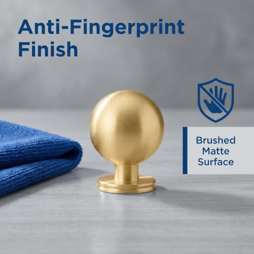 RZDEAL 1 Inch Gold Ball Cabinet Knobs Solid Brass Kitchen Cabinet Hardware Brushed Brass Dresser Drawer Pulls Knobs,4 Pack - size: 1 Inch
