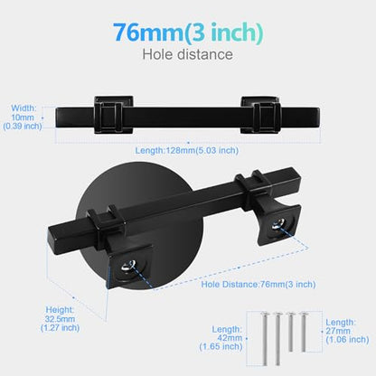 Cabinet Pulls Matte Black Cabinet Handles, 10 Pack 3 Inch Kitchen Door Cupboard Wardrobe Drawer Handles, Cabinet Hardware Bar Drawer Pulls, 76mm Hole Centers - color: Black, size: 3 inch Hole Centers Pull