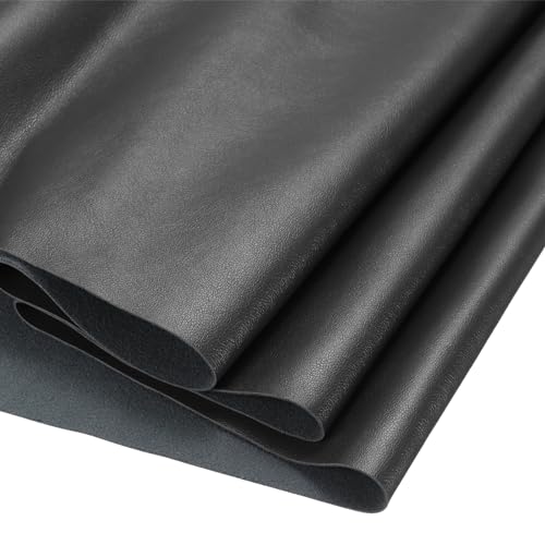 DMiotech 1 Pack 14 Inch x 53 Inch Faux Leather Sheet Furniture Cover Napa Skin Black PU Leather Roll for Handmade DIY Craft Projects - color: Black