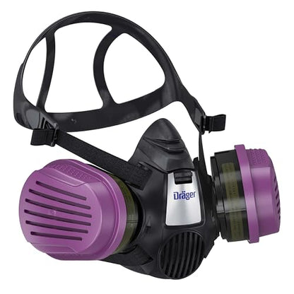 Dräger X-plore 3500 Respirator Mask Multi-Gas/P100 Combination Cartridge (OV/AG/HF/FM/CD/AM/MA/HS/P100) NIOSH-certified Half-Mask for Painting, Chemicals, Construction