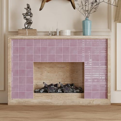 CRE8TIVE 16 Sheets Peel and Stick Tiles Backsplash, 12"x12" Backsplash Tile for Kitchen Peel and Stick, Adhesive Waterproof Tile Stickers for Bathroom, Laundry Room, Shower Walls (Pastel Pink Square) - size: 12"x12" (16-Sheets)