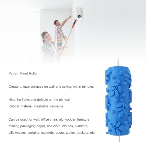 HEEPDD Drywall Texture Paint Roller, Reusable Decorative Embossing Tool for Wall Furniture Rubber Blue 15cm 1 Pack - size: 110Y