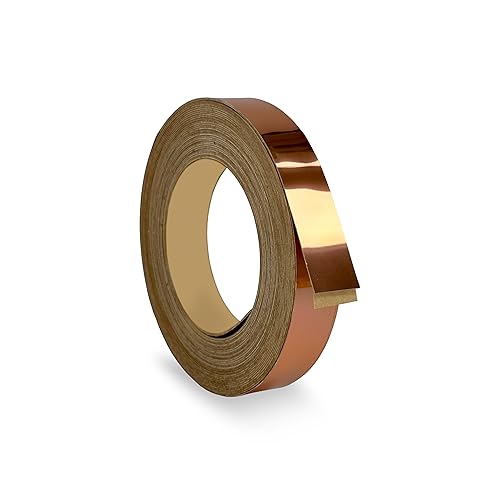Mirror Copper PVC 1 inch x 25 ft Edge Banding Peel Stick Tape Adhesive Metal Edging Veneer Aluminum Trim Flexible Strip Molding MDF Wood Cabinet Laminate Shelf Furniture Countertop Formica Plywood - color: Mirror Copper, size: 1 inch x 25 ft