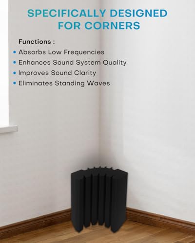 8 Pack - Bass Traps Acoustic Foam Corner, 9.8x9.8 * 4.7'' Black Bass Traps Corner Studio Foam, High Density and Fire-Proof Bass Traps Acoustic Panels Recording Studio Acoustical Treatments - size: 8P Black Bass Traps