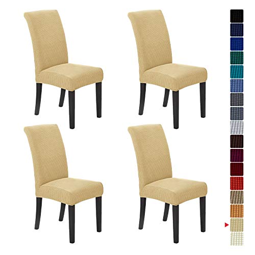 Stretch Chair Covers for Dining Room Set of 4, Removable Washable Dining Room Chair Covers, Dining Chair Slipcovers Seat Protector, Great Decoration for Home and Banquet (Champagne, 4 Pack) - color: Champagne, size: 4 pack