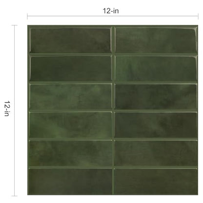 Alwayspon 12×12inch×10Pcs 2.5mm Thick Version Deep Green Marble Style 3D Vinyl Backsplash Tiles, Self-Adhesive Peel and Stick Wall Tile Stickers Stick on Subway Tiles for Kitchen Bathroom Wall - color: Deep Green