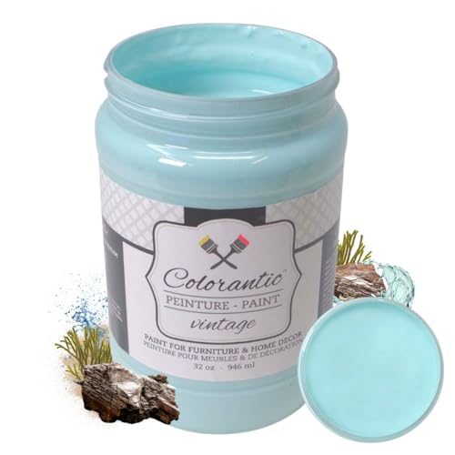 Colorantic Vintage Chalk Based Paint for DIY Furniture and Home Decor Craft Art (Ocean, 32 oz (Quart)) - color: Ocean, size: 32 Fl Oz (Pack of 1)
