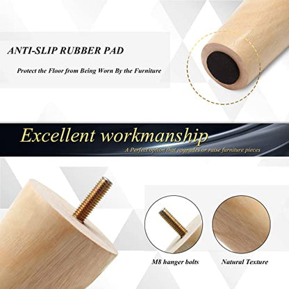 4pcs 4 Inch Wood Furniture Legs - size: 4 Inch