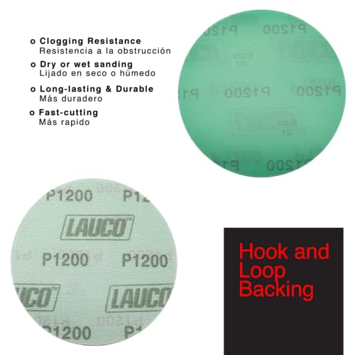 Premium 6" Hook and Loop Sanding Discs (Box of 50) - Hook and Loop Backing Discs for DA Orbital Sanders - Automotive Sanding Wood Furniture Finishing (GRIT-1200) 25945 - size: GRIT-1200