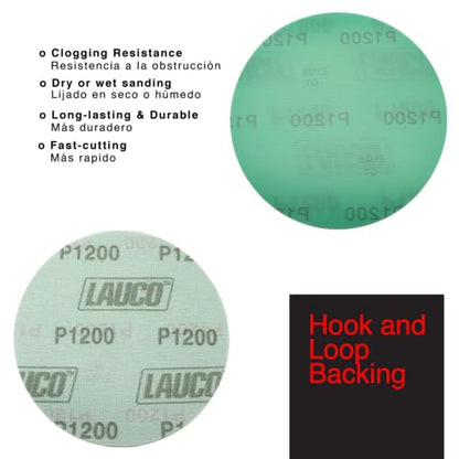 Premium 6" Hook and Loop Sanding Discs (Box of 50) - Hook and Loop Backing Discs for DA Orbital Sanders - Automotive Sanding Wood Furniture Finishing (GRIT-1200) 25945 - size: GRIT-1200