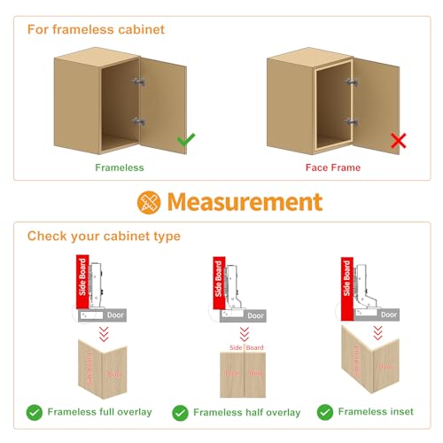 Chibery 50 Pack Frameless Inset Soft Close Concealed Hinges, Black Titanium Plated, Self Closing, 105° Open Angle 3D Adjustment, Stop 85 ＆ 105 Degrees, Clip On, Stainless Steel for Cabinet Door - size: Inset