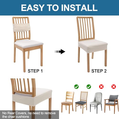 Smiry Waterproof Seat Covers for Dining Room Chairs, Set of 2 - color: Beige, size: Set of 2