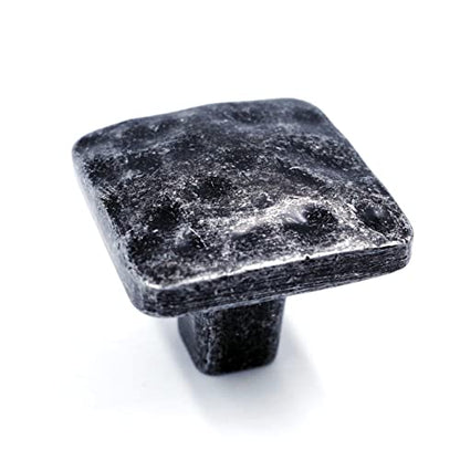 Jetland Square Hammered Cabinet Knobs - 6-Pack, Iron Scratches, 1-1/4" Knobs, Rustic Solid Cast Square Knobs for Dresser Nightstand Furniture, HT0612AS30 - color: Iron Scratches, size: 1-1/4" Knobs