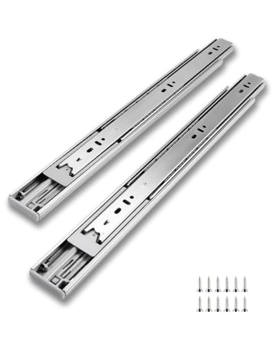 Soft Close Drawer Slides 14 Inch Side Mount Glides 10 Pair, 3-Fold Full Extension Ball Bearing Cabinet Drawer Rails, Heavy Duty Track for Office Desk Drawer Bedroom Nightstand Drawer - size: 14 Inch Drawer Slide