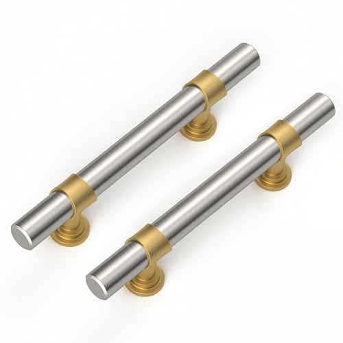 homdiy 10 Pack 3 Inch Hole Center Brushed Nickel and Gold Cabinet Pulls - color: Brushed Nickel & Matte Gold, size: 3 in Hole Centers