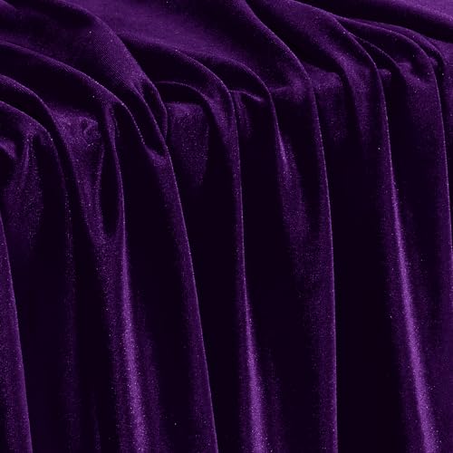 KKJIAF 1 Yard Dark Purple Stretch Velvet Fabric 60" Wide for DIY Crafts - color: Dark Purple, size: 1 Yard
