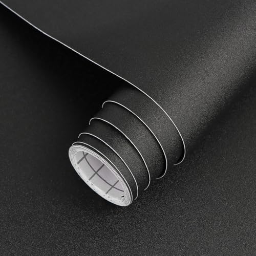17"x120" Black Wallpaper Peel and Stick Contact Paper, Matte Black Wallpapers Self-Adhesive and Removable Vinyl Wallpaper Waterproof and Oil Proof Contact Paper for Cabinets Countertops Wall Covering - color: Black Matte, size: 17" x 120"