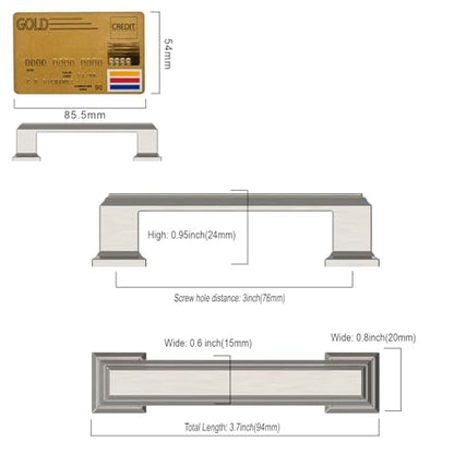 Amerdeco 10 Pack Brushed Satin Nickel Cabinet Pulls 3" - color: Brushed Satin Nickel, size: 3" hole center, style: 10 Pack