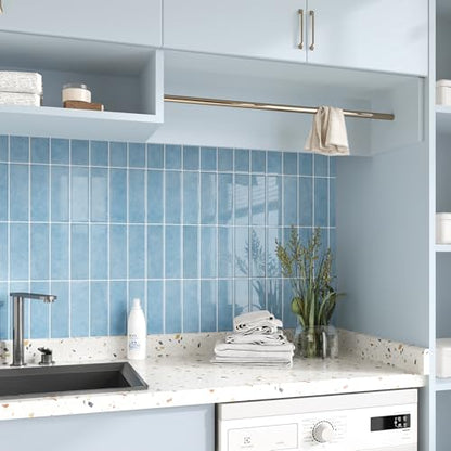 VEELIKE Coastal Blue Peel and Stick Backsplash for Kitchen Waterproof Peel and Stick Tile Backsplash 6 Sheets 12''x12'' Renter Friendly Self Adhesive Back Splash Tile Stickers for Kitchen Bathroom