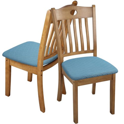Fuloon Dining Chair Seat Covers Stretch Slipcovers, 6 Pack, Lake Blue - color: Lake Blue, size: Not Waterproof
