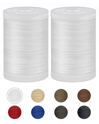 330 Yards FIVEIZERO Extra Strong Upholstery Thread,White Bonded Nylon Thread for Denim Leather,Craft,Machine,DIY and Home (2 Pack) CJ - color: White