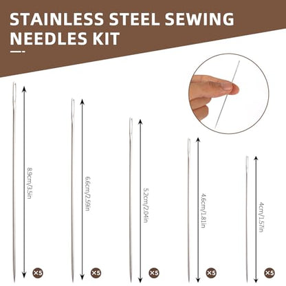 Losaria 38 Pcs Sewing Kit for Adults, Steel Needles for Hand Sewing Kit - color: White