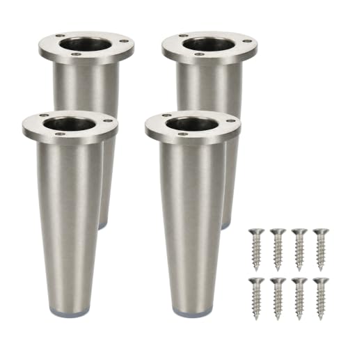 Metal Furniture Leg, 4 Inch Brushed Satin, 4Pcs