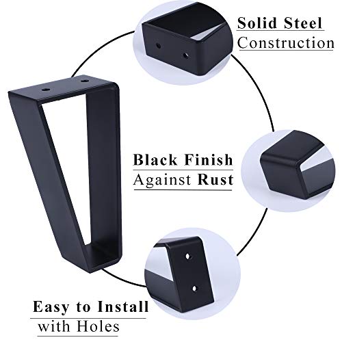 Osring 6 Inch Trapezoid Furniture Legs, Black Metal Coffee Table Feet 4pcs - color: Black, size: 6 Inch