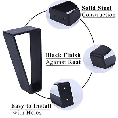 Osring 6 Inch Trapezoid Furniture Legs, Black Metal Coffee Table Feet 4pcs - color: Black, size: 6 Inch