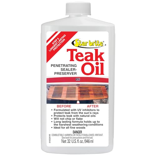 STAR BRITE Teak Oil, Long-Lasting, UV-Resistant Wood Sealer & Preserver - style: 32 oz