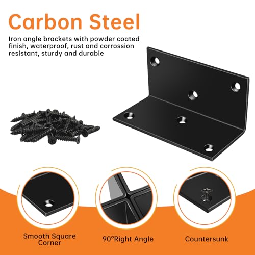 2x4 Corner Brackets for Wood, Heavy Duty L Brackets 90 Degree,4 Pack - size: Black-4pcs