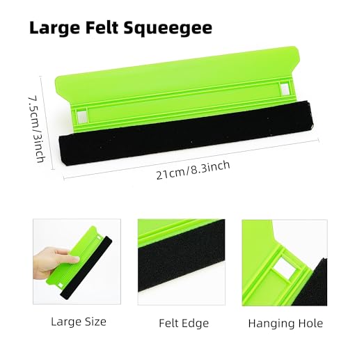 Umaki Vehicle Vinyl Wrap Tools Tinting Kit with 4in & 8.3in Plastic Felt Squeegee, Paper Cutter, 7in1 Green Mini Squeegee, Precise Knife and 2 Pairs Vinyl Wrap Gloves, Scratchless Application