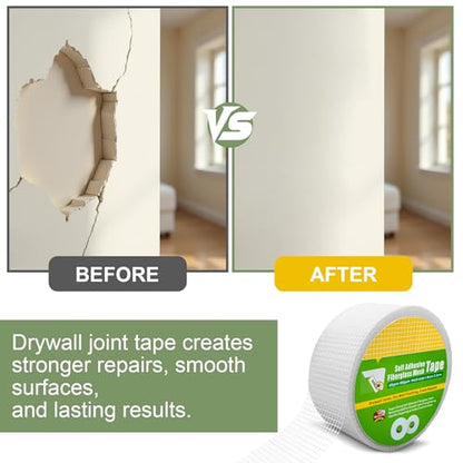 Drywall Joint Tape, Fiberglass Mesh Self-Adhesive Tape for Drywall Repair, 2" x 100 FT Drywall Joint Tape for Sheetrock Crack and Seam Patch Repair